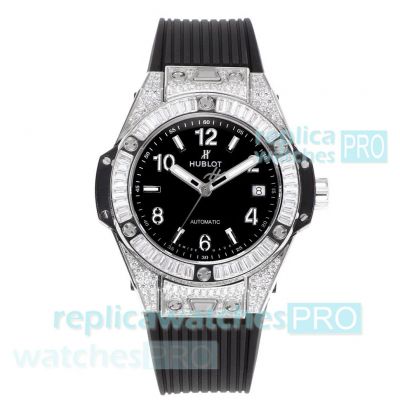 Swiss Grade one Replica Hublot Big Bang One Click HUB1710 watch 39mm Iced Out Black Dial